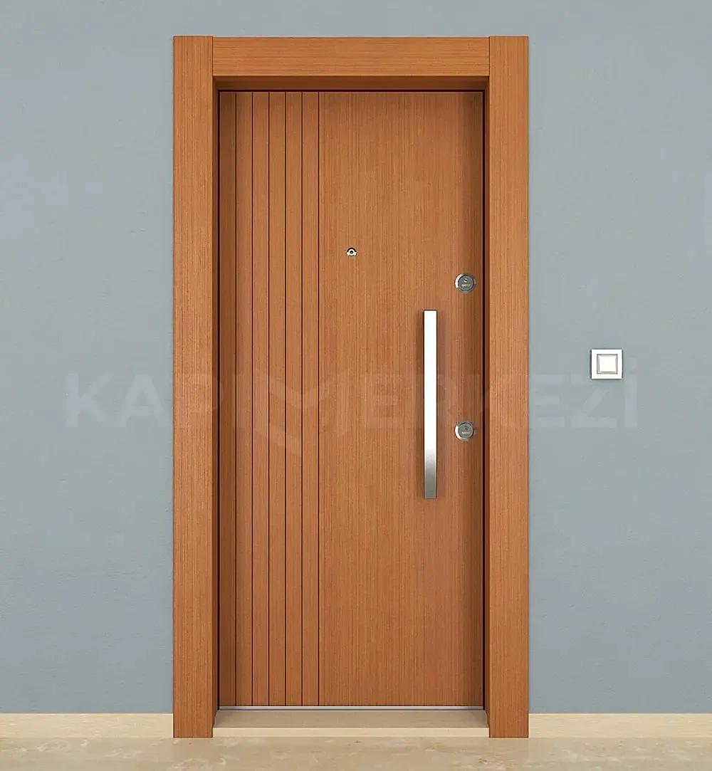 KM101ÇK Ahşap Tik Çelik Kapı