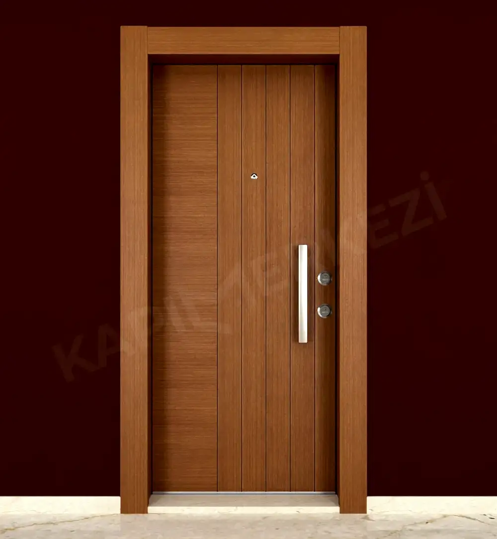 KM103CK Ahşap Tik Kaplama Çelik Kapı