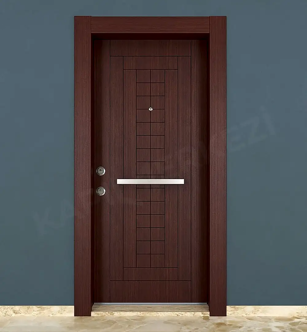 KM104CK Ahşap Tik Kaplama Çelik Kapı