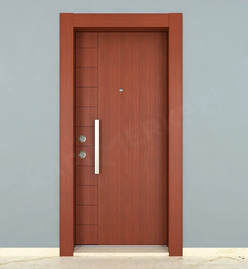 KM106CK Ahşap Tik Kaplama Çelik Kapı