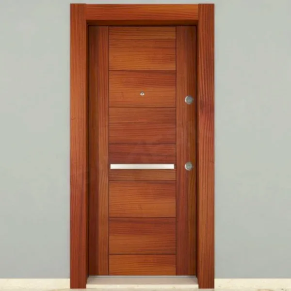 KM107CK Ahşap Natürel Maun Kaplama Çelik Kapı