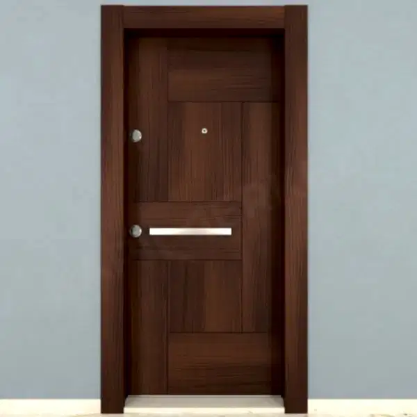 KM109CK Ahşap Ceviz Rengi Maun Kaplama Çelik Kapı
