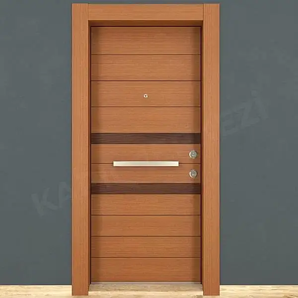 KM114CK Ahşap Tik ve Maun Kaplama Çelik Kapı