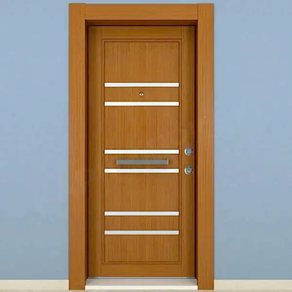 KM208CK Ahşap Tik Kaplama Çelik Kapı