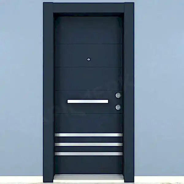 KM301CK Ahşap Lake Antrasit Gri Çelik Kapı