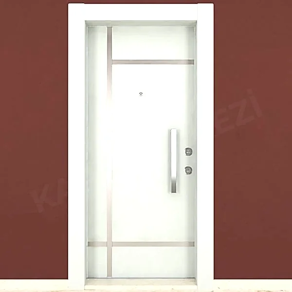 KM302CK Ahşap Lake Beyaz Çelik Kapı