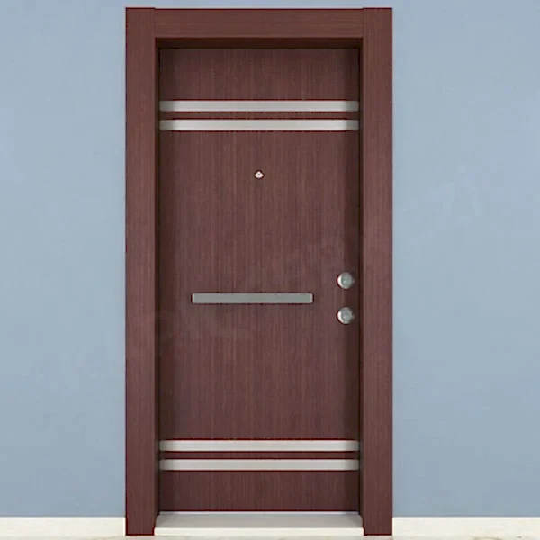 KM305CK Ahşap Tik Kaplama Çelik Kapı