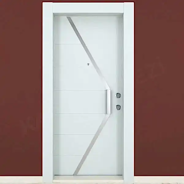 KM307CK Ahşap Beyaz Lake Çelik Kapı