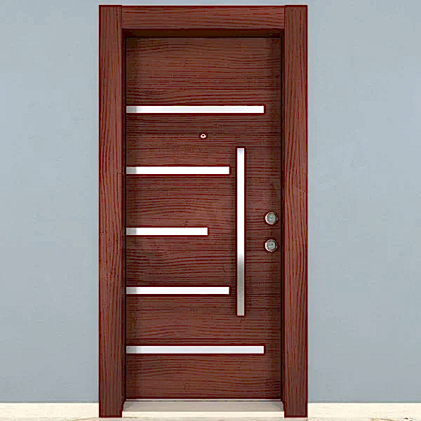 KM313CK Ahşap Maun Kaplama Çelik Kapı